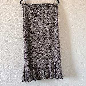 Hypnotize Midi Tiered Skirt Women’s Large Geometric Print Modest Church Brunch